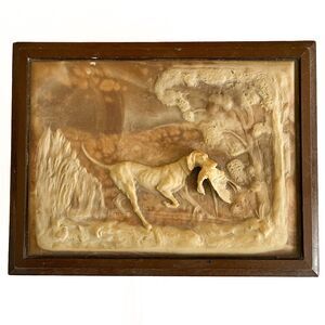 Vintage Deco-Tel Wood Inlay Box with Hunting Dog Motif